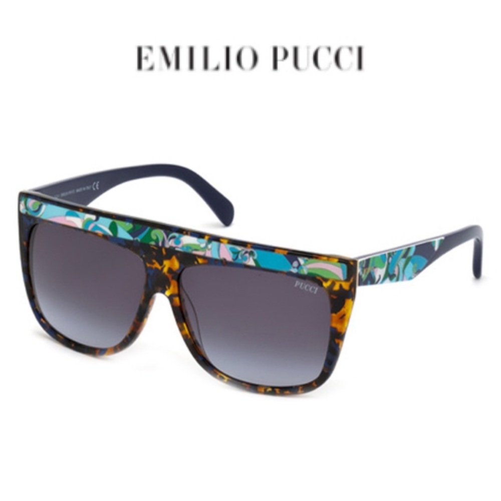 Authentic Emilio Pucci Vibrant Patterned Oversize Sunglasses with Case (New!)